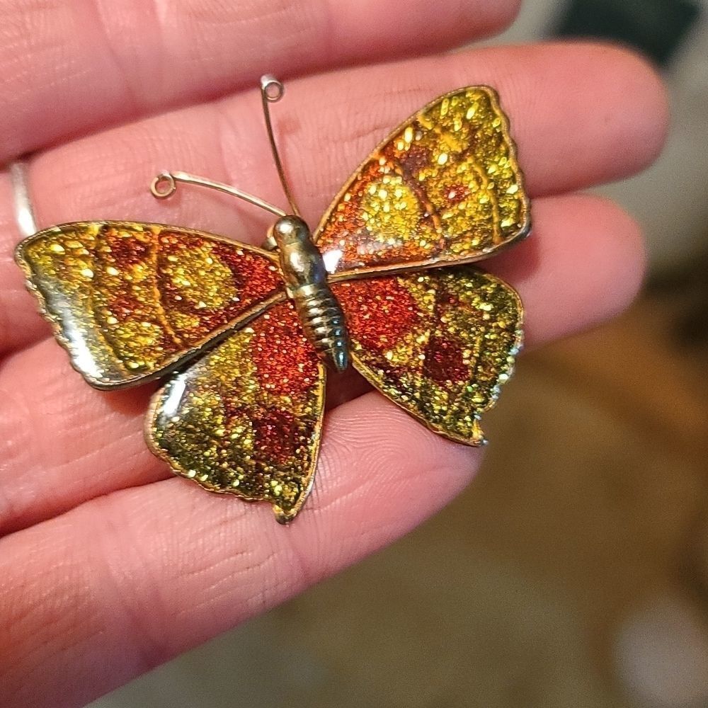 Vintage sparkle butterfly brooch